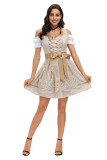 Floral Oktoberfest Women's Costume Lace Embroidery Square Neck Beer Dress