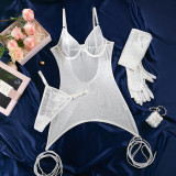 Sequins Ladies Nightclub See Through Dress With Gloves