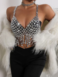 Sexy Fashion Acrylic Jewelry Tassel Strap Vest Top