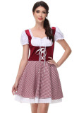 German Munich Oktoberfest Maid Costume Plaid Beer Dress Mardi Gras Costume