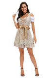 Floral Oktoberfest Women's Costume Lace Embroidery Square Neck Beer Dress