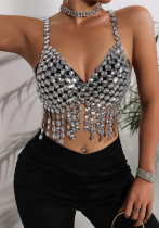 Sexy Fashion Acrylic Jewelry Tassel Strap Vest Top
