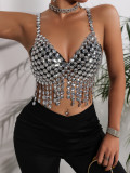 Sexy Fashion Acrylic Jewelry Tassel Strap Vest Top