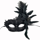 Venetian Ball Mask Feather Lace Diamond Flower Eye Mask Halloween Mardi Gras Party Props