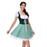 German Munich Oktoberfest Maid Costume Plaid Beer Dress Mardi Gras Costume