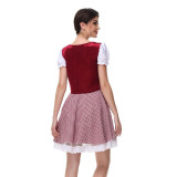 German Munich Oktoberfest Maid Costume Plaid Beer Dress Mardi Gras Costume