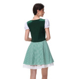 German Munich Oktoberfest Maid Costume Plaid Beer Dress Mardi Gras Costume