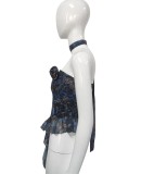 Summer Fashion Sexy Flower Strapless Ruffled Short Ribbon Vest