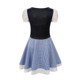 German Munich Oktoberfest Maid Costume Plaid Beer Dress Mardi Gras Costume