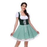German Munich Oktoberfest Maid Costume Plaid Beer Dress Mardi Gras Costume