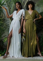 Spring Women's Tie Rope Sexy V-Neck Loose Holidays Beach Dress Spring Women's Tie Rope Sexy V-Neck Loose Holidays Beach Dress