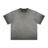 Spring Summer Ripped Retro Printed T-Shirt Men's Trendy Loose Washed Top