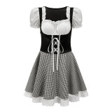 German Munich Oktoberfest Maid Costume Plaid Beer Dress Mardi Gras Costume
