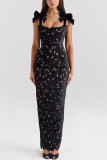 Spring Summer Lace Bowknot Casual Holidays Slim Long Party Dress