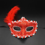 Venetian Lace Applique Cloth Side Feather Adult Mask Carnival Mardi Gras Performance Props