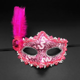 Venetian Lace Applique Cloth Side Feather Adult Mask Carnival Mardi Gras Performance Props