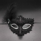Venetian Lace Applique Cloth Side Feather Adult Mask Carnival Mardi Gras Performance Props