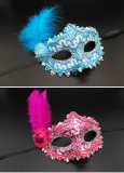 Venetian Lace Applique Cloth Side Feather Adult Mask Carnival Mardi Gras Performance Props