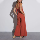Women Pleated Summer Suspender Jumpsuit