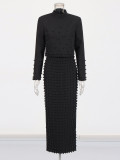 Women beaded top + skirt two-piece set