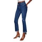 Women Spring Summer Casual Denim Capri Pants