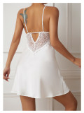 Women Satin Lace Patchwork Sexy Suspender Nightdress