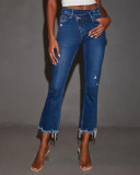 Women Spring Summer Casual Denim Capri Pants