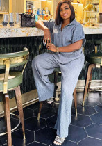 Plus Size Women African summer Turndown Collar Top And trousers two-piece set Plus Size Women African summer Turndown Collar Top And trousers two-piece set