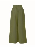 Women Solid Drawstring Loose Casual Wide-leg Pants