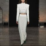 Women beaded top + skirt two-piece set