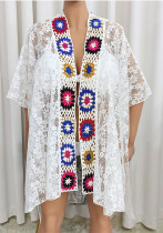 Women Patchwork Lace sexy See-Through beach Cover-Up Blouse Women Patchwork Lace sexy See-Through beach Cover-Up Blouse