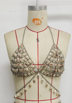 Women Metal Chain Shell Bra Top