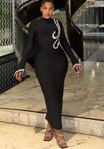 Women rhinestone chain bandage dress