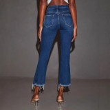 Women Spring Summer Casual Denim Capri Pants