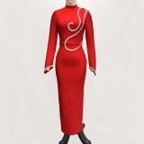 Women rhinestone chain bandage dress