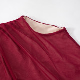 Women Round Neck Sexy See-Through Mesh Bodycon Dress