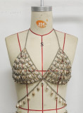 Women Metal Chain Shell Bra Top