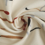 Women Summer Contrast Turndown Collar Line Print Shirt