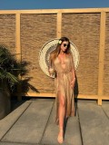 Summer Sun Protection Clothing Casual Loose See-Through Tassel Robe Women's Swimsuit Cover-Up