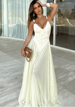 Spring Sexy Slim V-Neck Low Back Strap Long Mesh Dress Spring Sexy Slim V-Neck Low Back Strap Long Mesh Dress