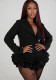 Sexy Solid Color Long Sleeve V-Neck Ruffled Jumpsuit