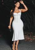 Women's Elegant Strap Solid Color Long Dress