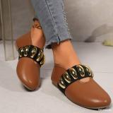 Plus Size Pu Metal Buckle Casual Shoes Women Outdoor Wear Shoes
