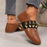 Plus Size Pu Metal Buckle Casual Shoes Women Outdoor Wear Shoes