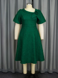 Fashion Puff Sleeve High Waist Plus Size Party Dress
