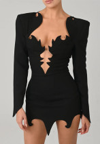 Winter Women's Fashion Design Deep V Sexy Long-Sleeved Slim Bodycon Dress Winter Women's Fashion Design Deep V Sexy Long-Sleeved Slim Bodycon Dress