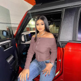 Spring Off Shoulder Zipper Sexy Slim Fit Top