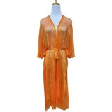 Summer Sun Protection Clothing Casual Loose See-Through Tassel Robe Women's Swimsuit Cover-Up