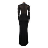 Sexy Beaded See-Through Patchwork Slim Fit Night Club Dress
