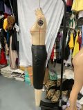 Women Fall and Winter Sexy Slit Pu Leather Bodycon Skirt